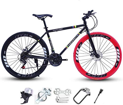 Mountain Bike : BXWT Mountain Bikes Men's And Women's Road Bicycles, 26-Inch Bikes, Adult-Only, High Carbon Steel Frame, Road Bicycle Racing, Wheeled Double Disc Brake Bicycles,