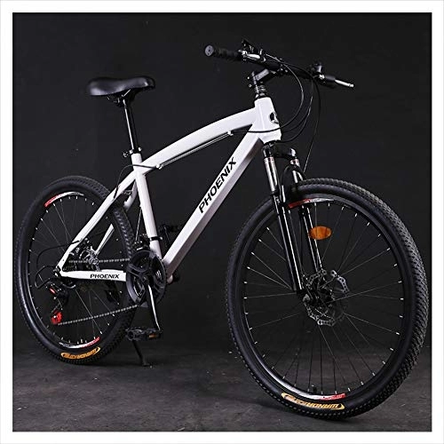 Mountain Bike : BybAgs Bikes, Hardtail Mountain Bike 26 inch for Adults Women, 21 / 24 / 27 Speed Girls Mountain Bicycle with Mechanical Disc Brakes, All Terrain Trail Bikes, High Carbon Steel Frame / White / 24 Speed
