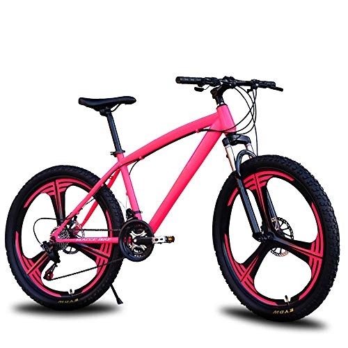 Mountain Bike : BZZBZZ 34-Inch Mountain Bike 27-Speed Dual-Disc Brake High Elastic Shock Absorber One-Wheel Bicycle Suitable for Height 160-185cm (Pink / Black)