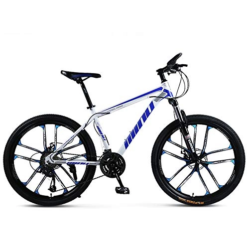 Mountain Bike : Caige 26 Inch Wheel Bike High-Carbon Steel Hardtail Bicycles 21 Speed, 24 Speed, 27 Speed, 30 Speed Bike Kit, Blue, 24 speed