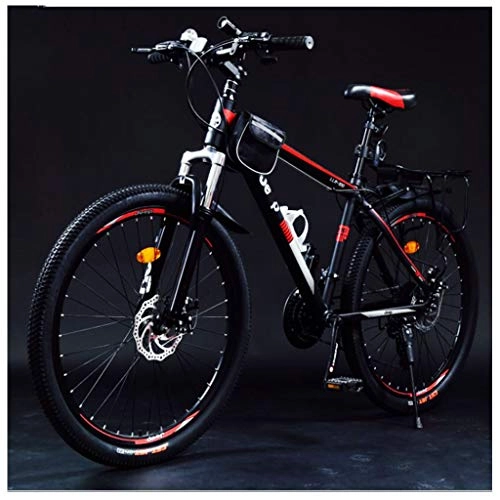 Mountain Bike : CDBK Mountain Bike, 27 Speed Double Disc Brakes Shock Absorber Bicycle Student Bicycle 26 Inch Black Red