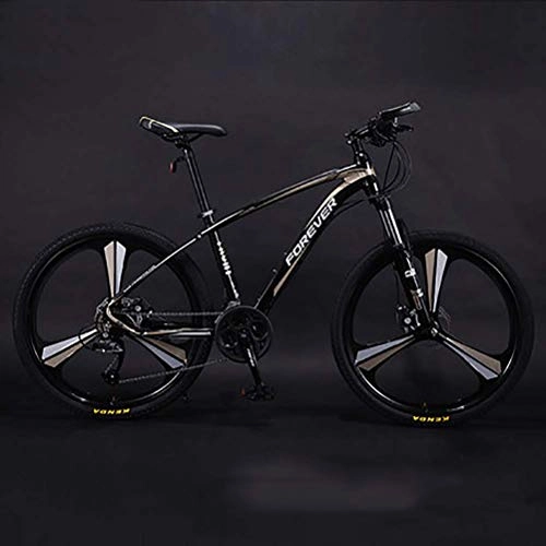 Mountain Bike : Chenbz Authentic anticarbon inner line mountain bike, adult men's bicycle competitive bicycle, light road double shock disc brakes variable speed mountain bike (Color : Gold, Size : S)