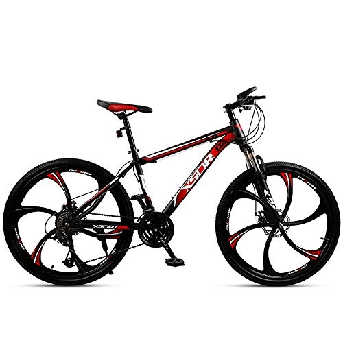 Mountain Bike : Chengke Yipin Mountain bike student outdoor bicycle 24 inch one wheel spring front fork high carbon steel frame double disc brake city road bike-red_24 speed
