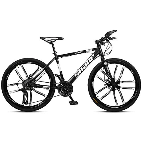 Mountain Bike : Chengke Yipin Outdoor mountain bike Adult bicycle 24 inch One wheel Carbon steel frame Double disc brakes City road bike-black_30 speed