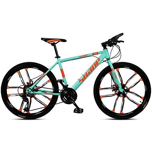Mountain Bike : Chengke Yipin Outdoor mountain bike Adult bicycle 26 inch One wheel Carbon steel frame Double disc brakes City road bike-green_24 speed