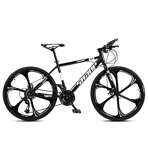 Mountain Bike : Chengke Yipin Outdoor mountain bike Men's and women's bicycles 24 inches One wheel Carbon steel frame Double disc brakes City road bike-black_21 speed