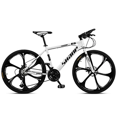 Mountain Bike : Chengke Yipin Outdoor mountain bike Men's and women's bicycles 26 inches One wheel Carbon steel frame Double disc brakes City road bike-white_30 speed