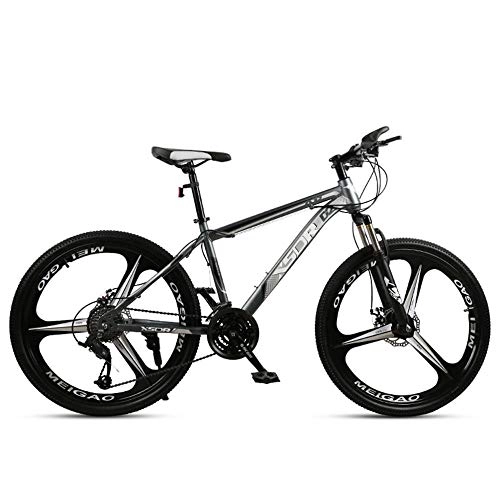 Mountain Bike : Chengke Yipin Outdoor mountain bike Student bicycle 26 inch One wheel Spring front fork High carbon steel frame Double disc brakes City road bike-gray_21 speed