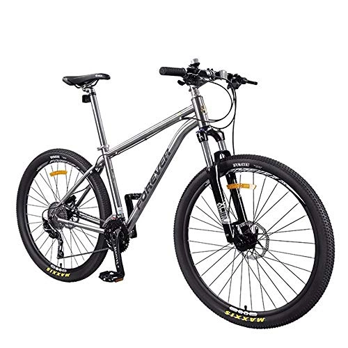 Mountain Bike : CHEZI Titanium Alloy Mountain Bike for Adults, Lockable Suspension, Front Fork Suspension, Mountain Bike, 27.5 Inches, 30 Speeds