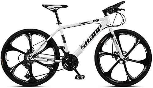 Mountain Bike : CHHD 26 Inch Mountain Bike Men Dual Disc Brake Hardtail Mountain Bike Bicycle Adjustable Seat High-Carbon Steel Frame