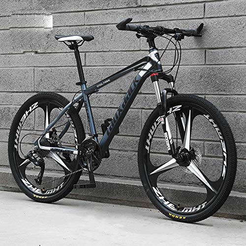 Mountain Bike : CHJ 26-inch 21-speed hard tail bike, adult male and female off-road mountain bike, dual-disc shock-absorbing city bike, 21-speed, D