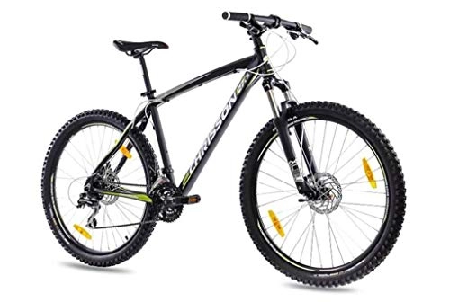 Mountain Bike : CHRISSON '1 / 4Inches Aluminium MTB Mountain Bike Bicycle 27, 5er Unisex with 24g Shimano 2XDISK Dragon Rims Matte Black