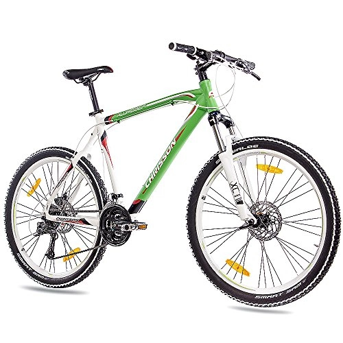 Mountain Bike : CHRISSON '26inch MTB Mountain Bike Bicycle Allweger Aluminium with 24g Deore Matt Green / White, 53 cm (Sw 73)
