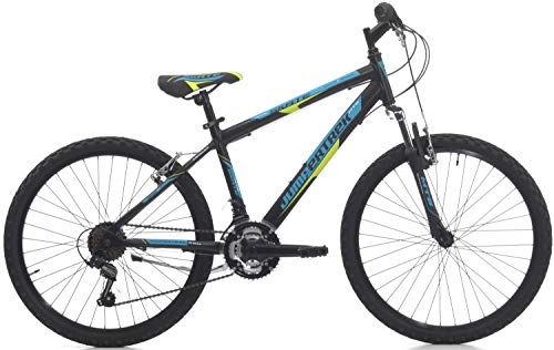 Mountain Bike : Cicli Cinzia Boy Bicycle MTB All Terrain 24 Inch Skate Aluminum Frame, Amortized Fork 18 Speed Gearbox Black Blue