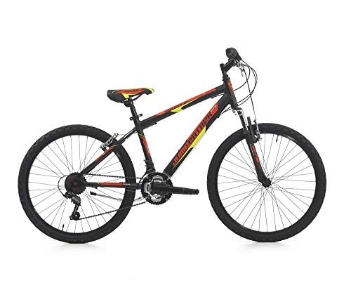 Mountain Bike : Cicli Cinzia Boy Bicycle MTB All Terrain 24 Inch Skate Aluminum Frame, Amortized Fork 18 Speed Gearbox Black Red