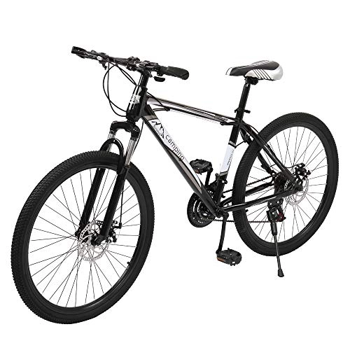 Mountain Bike : Ciuitixi Mountain Bike, Outdoor Bicycle, 26-inch 21-speed with Riding Bag, Black and White