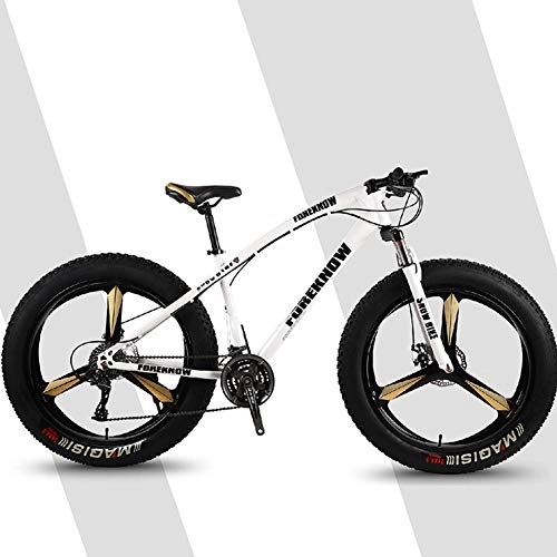 Mountain Bike : CJF 26 Inch Mountain Bikes Fat Tire Mountain Trail Bike Dual Disc Brake Snow Bicycle with High-Carbon Steel Frame, 21 Speed, A