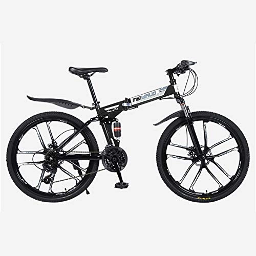 Mountain Bike : Comfortable Breathable Adjustable Saddle Bike, Thicken High-carbon Steel Full Suspension Bike, 34.1 Inch 27 Speed Soft Tail Mountain Bikes-Black 34.1 inch.27 speed