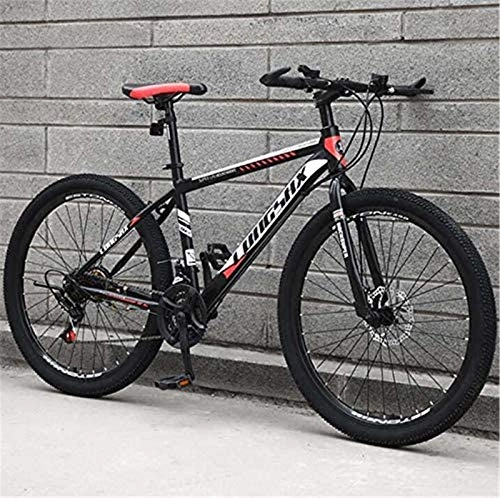 Mountain Bike : Commuter City Road Bike Mountain Bike for Men Woman, High-Carbon Steel Frame Mountain Bike, Front Suspension Mountain Bicycle with Adjustable Saddle Unisex ( Color : A , Size : 26 inch 24 speed )