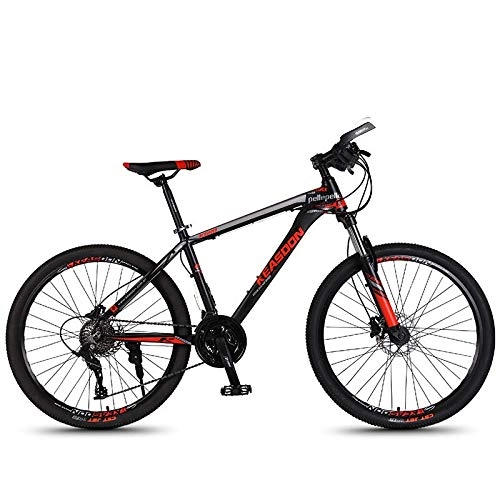 Mountain Bike : Convenient Bicycle Mountain Bike Aluminum Alloy Adult Men and Women Variable Speed Off Road Student Shock Road Lightweight (Color : Black red, Size : Smart version)