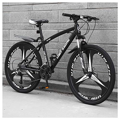 Mountain Bike : COSCANA 26 Inch Mountain Bike, Front Suspension 21-27 Speed High-Tensile Carbon Steel Frame MTB With Dual Disc Brake For Adult And TeensBlack-21 Speed