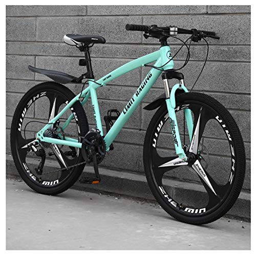 Mountain Bike : COSCANA 26 Inch Mountain Bike, Front Suspension 21-27 Speed High-Tensile Carbon Steel Frame MTB With Dual Disc Brake For Adult And TeensGreen-21 Speed