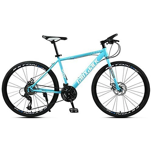 Mountain Bike : COSCANA 26" Mountain Bicycle With 21-30 Speed Mountain Bike With Dual Disc Brake, Lightweight 17" High Carbon Steel Frame MTBBlue-30 Speed