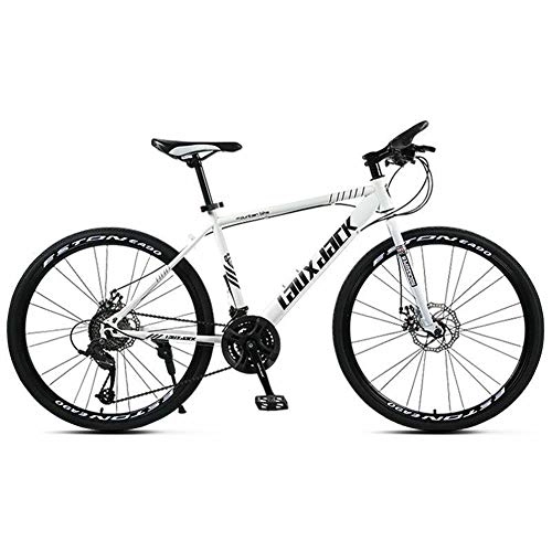 Mountain Bike : COSCANA 26" Mountain Bicycle With 21-30 Speed Mountain Bike With Dual Disc Brake, Lightweight 17" High Carbon Steel Frame MTBWhite-21 Speed
