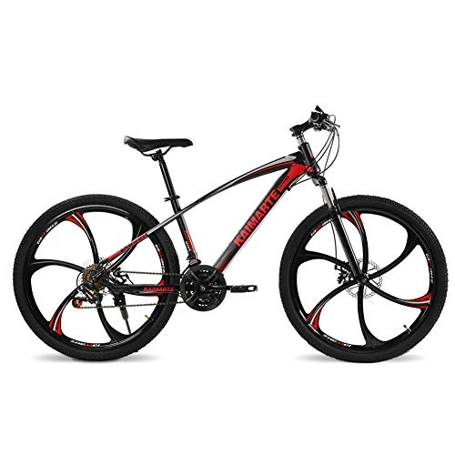 Mountain Bike : COSCANA Mountain Bike 21-27 Speed With High Carbon Steel Frame, 26 Inch 6 Spoke Wheels, Double Disc Brake, Front Suspension Anti-Slip BikesRed-24 Speed