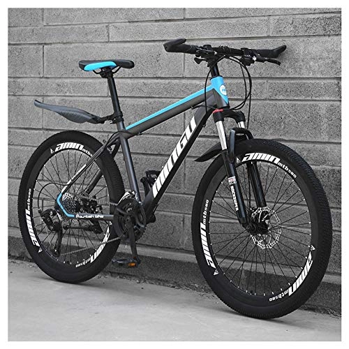 Mountain Bike : COSCANA Mountain Bike 21-30 Speeds With 17" High Carbon Steel Frame And Front Suspension Bike, Dual Disc Brakes Mountain BicycleBlue-21 Speed