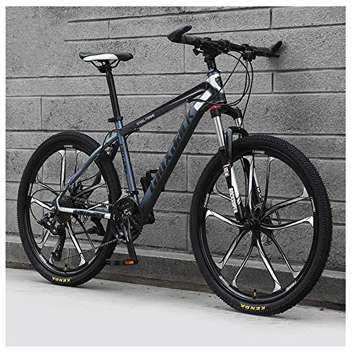 Mountain Bike : COSCANA Mountain Bike 26 Inch Wheel 21-30 Speed With 17 Inch High Carbon Steel Frame Double Disc Brake Front Suspension Anti-Slip BicycleGray-27 Speed