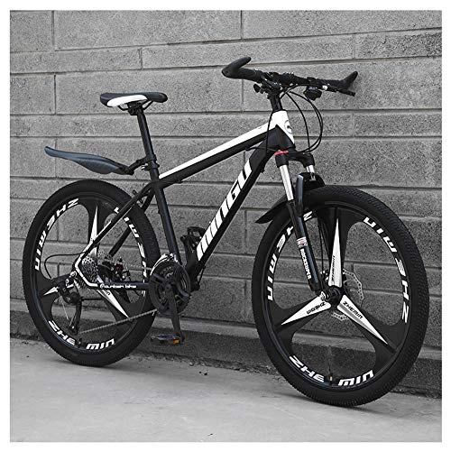 Mountain Bike : COSCANA Mountain Bike, 26" Three-Spoke Wheel, 17" High Carbon Steel Frame, Front Suspension, Dual Disc Brakes, 21-30 Speed ​​Mountain BicycleBlack-30 Speed