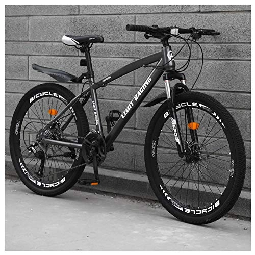 Mountain Bike : COSCANA Mountain Bike With 17" Frame Front Suspension, 21-27 Speed MTB, Dual Disc Brakes Mountain Bicycle For Men Women AdultGray-27 Speed