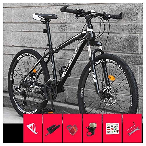 Mountain Bike : COSCANA Mountain Bike With 17" Frame Front Suspension, 21-27 Speed MTB With Dual Disc Brakes Mountain Bicycle For Men Women AdultBlack-21 Speed