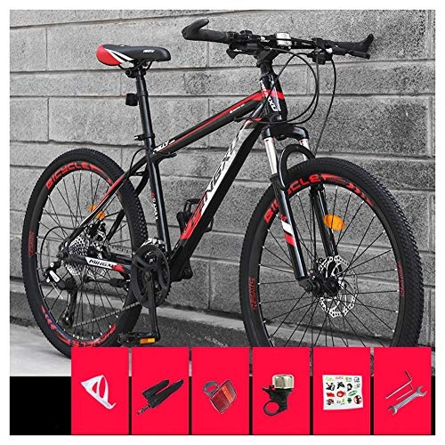 Mountain Bike : COSCANA Mountain Bike With 17" Frame Front Suspension, 21-27 Speed MTB With Dual Disc Brakes Mountain Bicycle For Men Women AdultRed-21 Speed