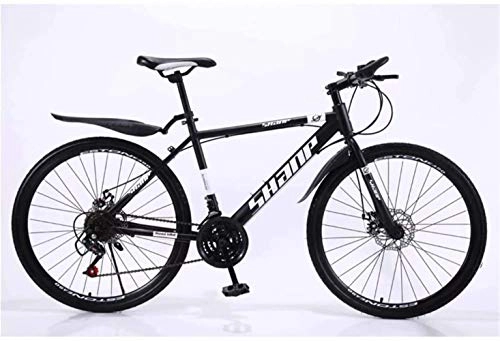 Mountain Bike : Country Mountain Bike 24 / 26 Inch Double Disc Brake, Adult MTB Country Gearshift Bicycle Hardtail Mountain Bike, with Adjustable Seat Carbon Steel Black Spoke Wheel, 24-stage shift, 24inches