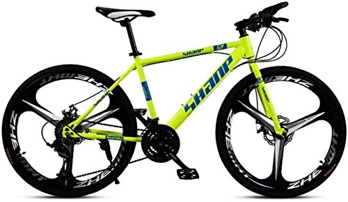 Mountain Bike : Country Mountain Bike 24 / 26 Inch Double Disc Brake, Adult MTB Country Gearshift Bicycle Hardtail Mountain Bike, with Adjustable Seat Carbon Steel Yellow 3 Cutter, 30-stage shift, 24inches