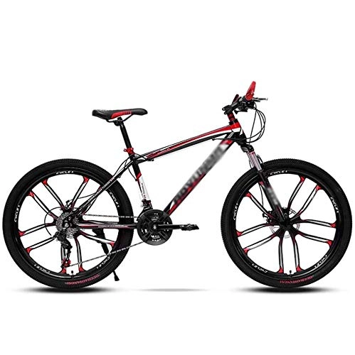Mountain Bike : COUYY 26 inch mountain bike, 21 / 24 speed with dual disc brakes, high carbon steel adult mountain bike, hard tail bike with adjustable seat, Red, 24 speed