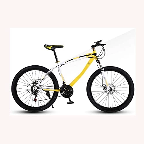 Mountain Bike : COUYY Bicycles Adult Mountain Bike 24 Inch, 21 / 24 Speed with Double Disc Brake high-carbon steel Adult MTB Hardtail with Adjustable Seat Student, Yellow, 24 SPEED
