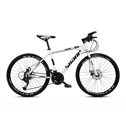 Mountain Bike : CPY-EX 24 Inch Men's Mountain Bikes, High-Carbon Steel Mountain Bike, Mountain Bicycle Adjustable Seat, 21, 23, 27, 30 Speed, Black Red White Spoke, C, 30