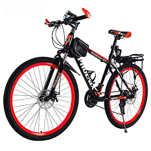 Mountain Bike : CPY-EX 26 Inches Wheels Bicycle, Mountain Bike, Double Disc Brake System, 21 / 24 / 27 Speed MTB, Black Red, Black Blue, White Red, White Blue Spoke Bicycle, A, 24