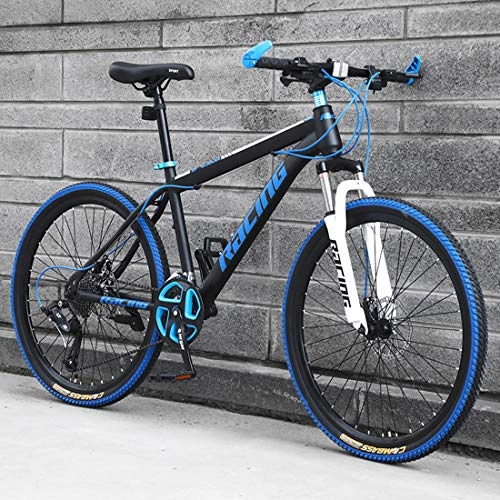 Mountain Bike : CPY-EX 26inch Mountain Bikes, Men's Dual Disc Brake Mountain Bike, Bicycle Adjustable Seat, High-Carbon Steel Frame, 21 / 24 / 27 Speed, Spoke Tires, A, 27