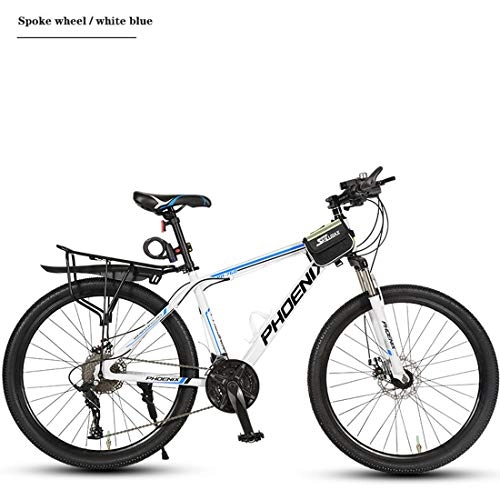 Mountain Bike : CPY-EX Mountain Bike Bicycle, PVC And All Aluminum Pedals, Aluminum Alloy Frame, Double Disc Brake, 26 Inch Wheels, 21 / 24 / 27 / 30 Speed, Spoke Wheel, B, 21