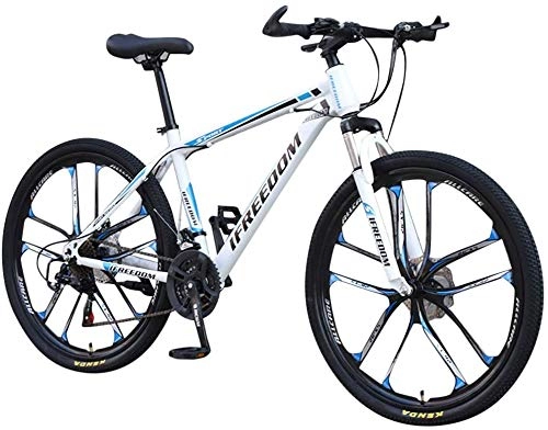 Mountain Bike : Crazboy Adult Mountain Bike, 26 inch Wheels, Mountain Trail Bike High Carbon Steel Folding Outroad Bicycles, 21-Speed Bicycle Full Suspension MTB Gears Dual Disc Brakes Mountain Bicycle (Blue)