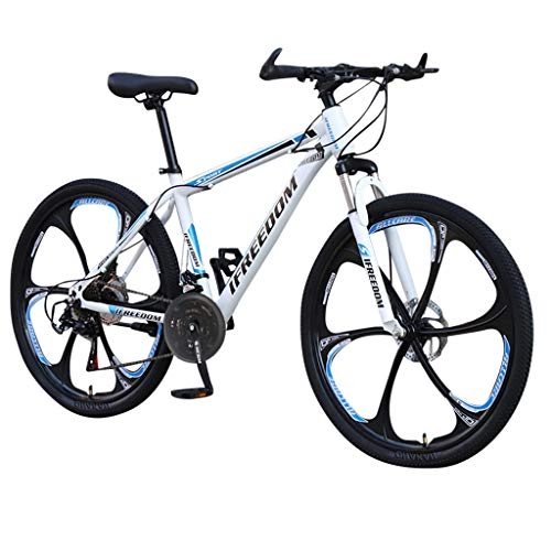 Mountain Bike : Crazboy Student Mountain Bike, 26 inch Wheels, Mountain Trail Bike High Carbon Steel Folding Outroad Bicycles, 21-Speed Bicycle Full Suspension MTB Gears Dual Disc Brakes Mountain Bicycle (Blue)