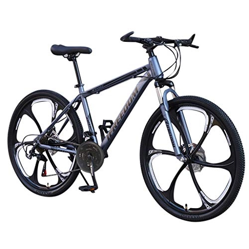 Mountain Bike : Crazboy Student Mountain Bike, 26 inch Wheels, Mountain Trail Bike High Carbon Steel Folding Outroad Bicycles, 21-Speed Bicycle Full Suspension MTB Gears Dual Disc Brakes Mountain Bicycle (Gray)