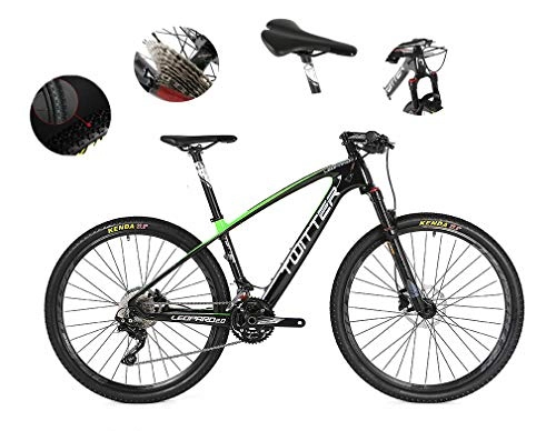 Mountain Bike : Cross-Country Bicycle, Mountain Bike / Suitable For Height 175-190Cm Adult, Carbon Fiber Material, M6000-30 Oil Disc Brake, Magic Reflective Logo, Outdoor Circulation, Green
