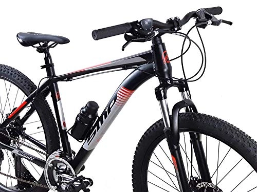 Mountain Bike : CSM Bicycle Aluminum MTB Mountain Bike 27, 5 SMP "Sierra" with Disc Brakes and Shifter Shimano 21 Speeds / Red Grey Red - Red Grey Red, M (46)