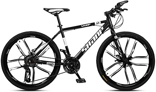 Mountain Bike : CSS Mountain Bicycle, 21 / 24 / 27 / 30 Speed Double Disc Brake Full Suspension Anti-Slip, Suspension Fork, 26Inch Mountain Bike 6-27, Black, 21 Speed