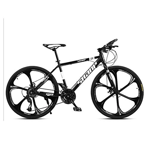Mountain Bike : CSZZL 26-inch mountain bike, dual disc brake hard-tail city bike, adjustable seat, aluminum alloy six-cutter mountain bike-Black Six knives_21 Speed